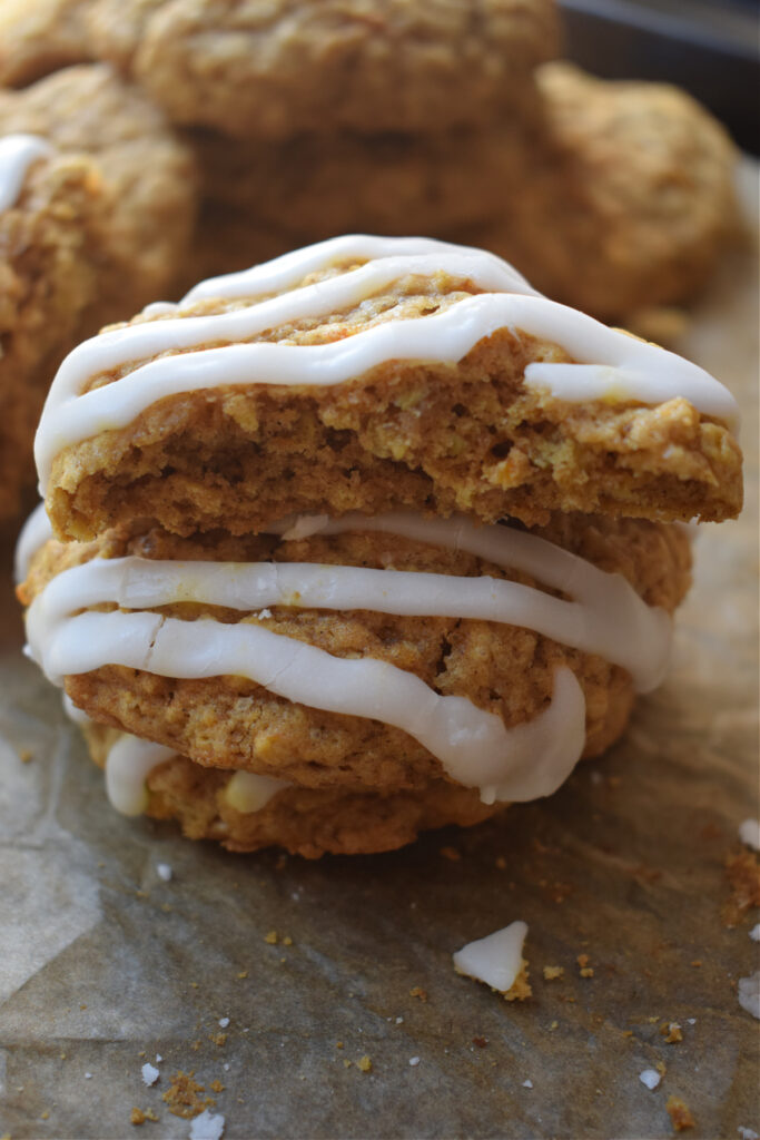 A stack of carrot cake cookies.