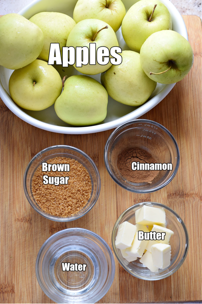 Ingredients to make caramelized apples.