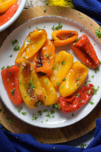 Roasted sweet mini pepper on a plate.