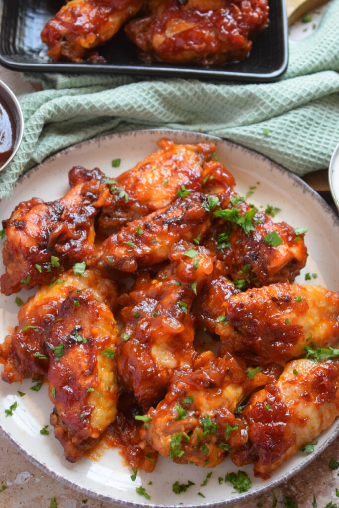 Oven barbecue wings on a plate.