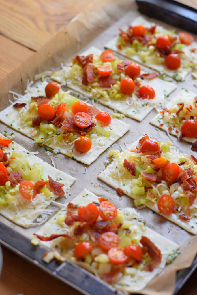 Tomato topped puff pastry.