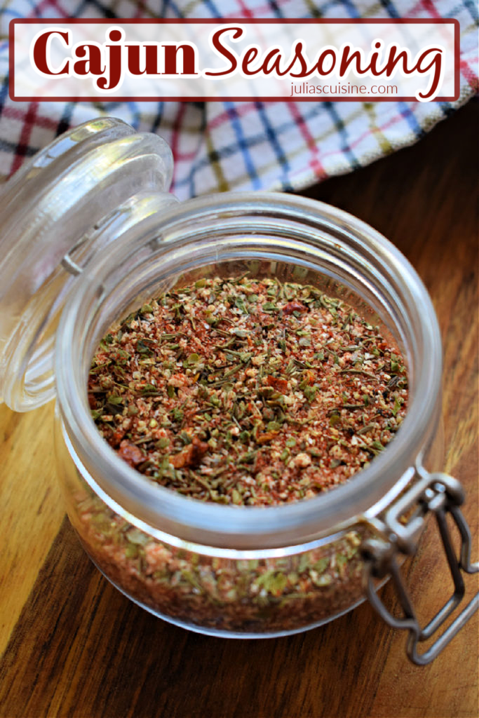 Homemade cajun seasoning in a jar.