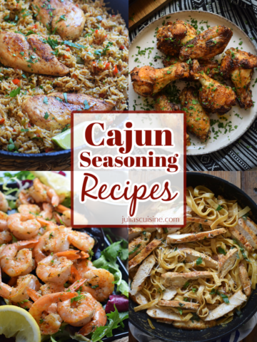 Photo collage of cajun seasoning recipes.