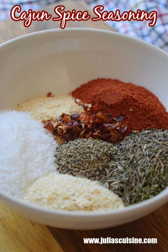 Homemade cajun seasoning in a small bowl.