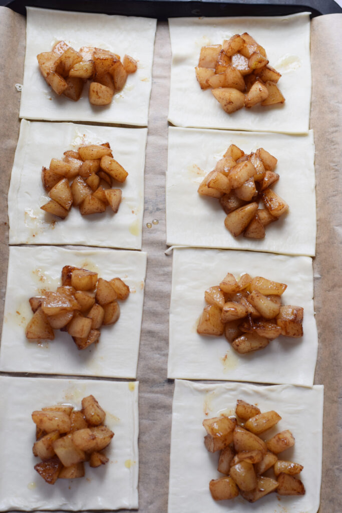 Making pear turnovers.