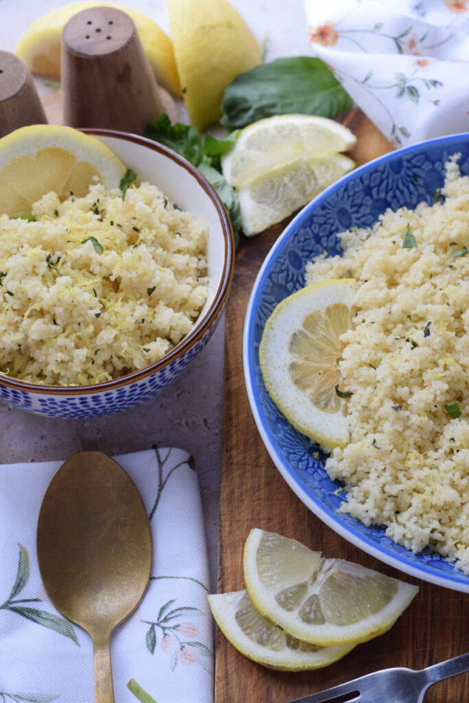 Couscous with lemon and basil.