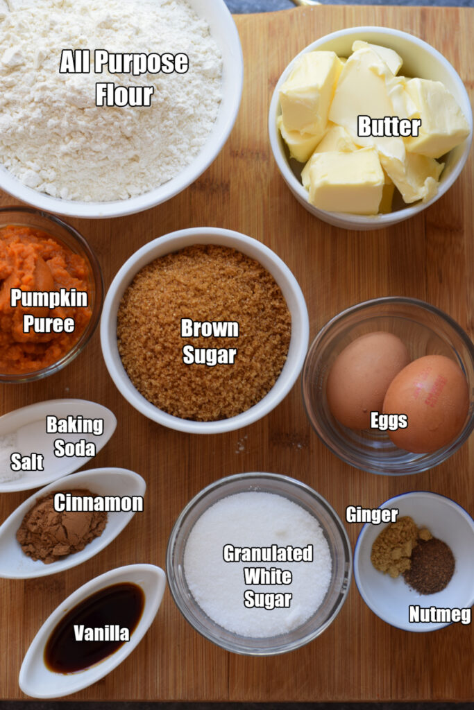 Ingredients to make frosted pumpkin cookies.