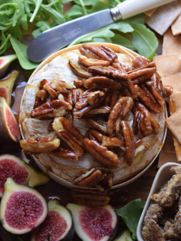 Maple pecan cheese in a serving dish.