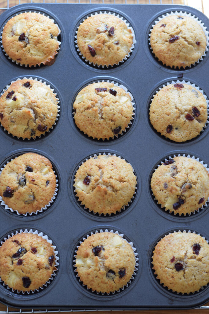 Baked cranberry apple muffins.