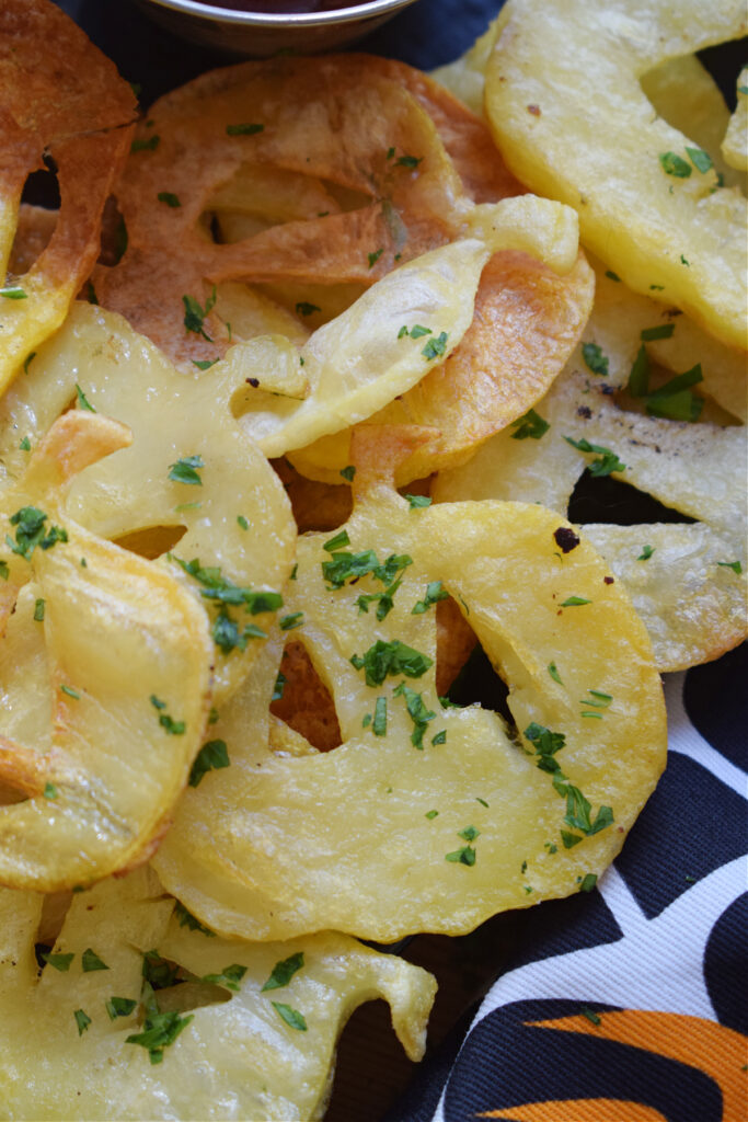 Close up of jack-o-lantern-potato-slices-image