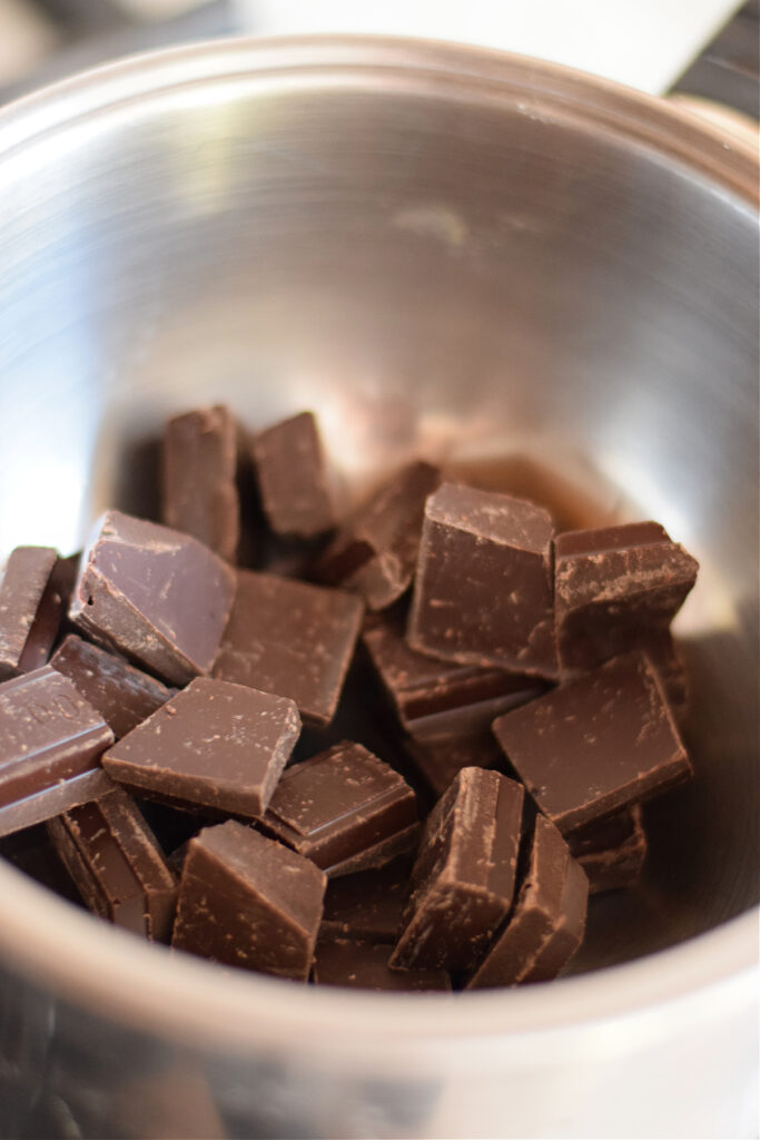 Melting chocolate in a double boiler.