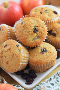 Close up of apple cranberry muffins