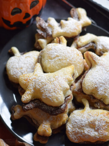 Close up of Halloween Puff Pastry shapes.