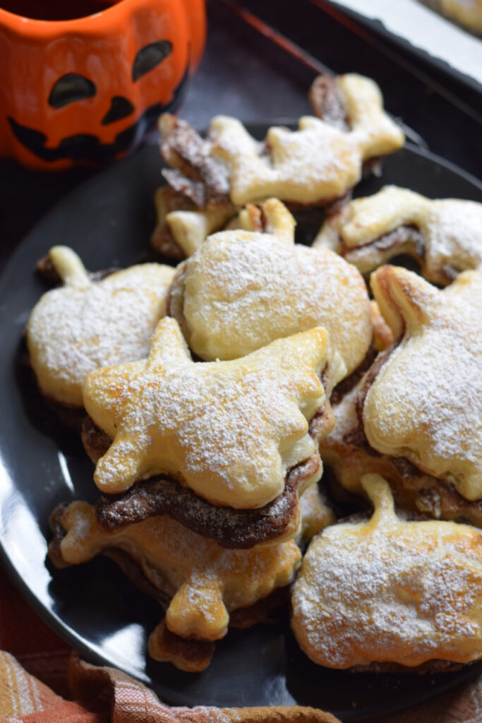 Close up of Halloween Puff Pastry shapes.