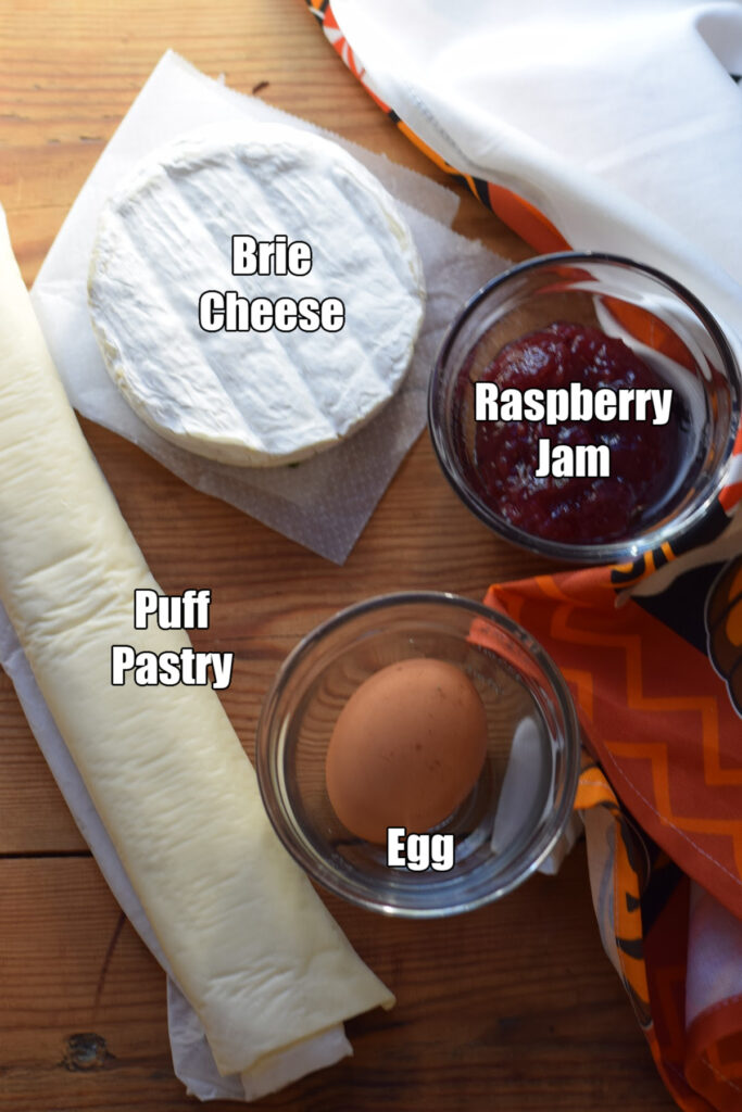 Ingredients to make baked brie.