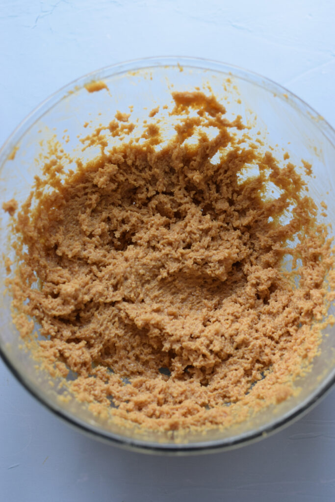 Making muffin batter in a glass bowl