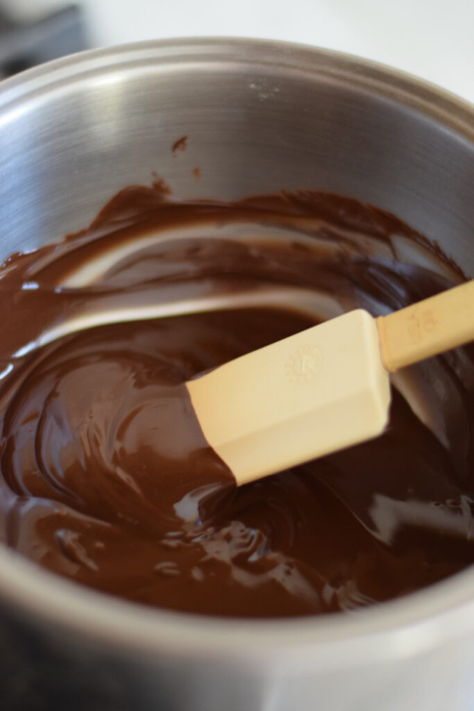 Melted chocolate in a double boiler.