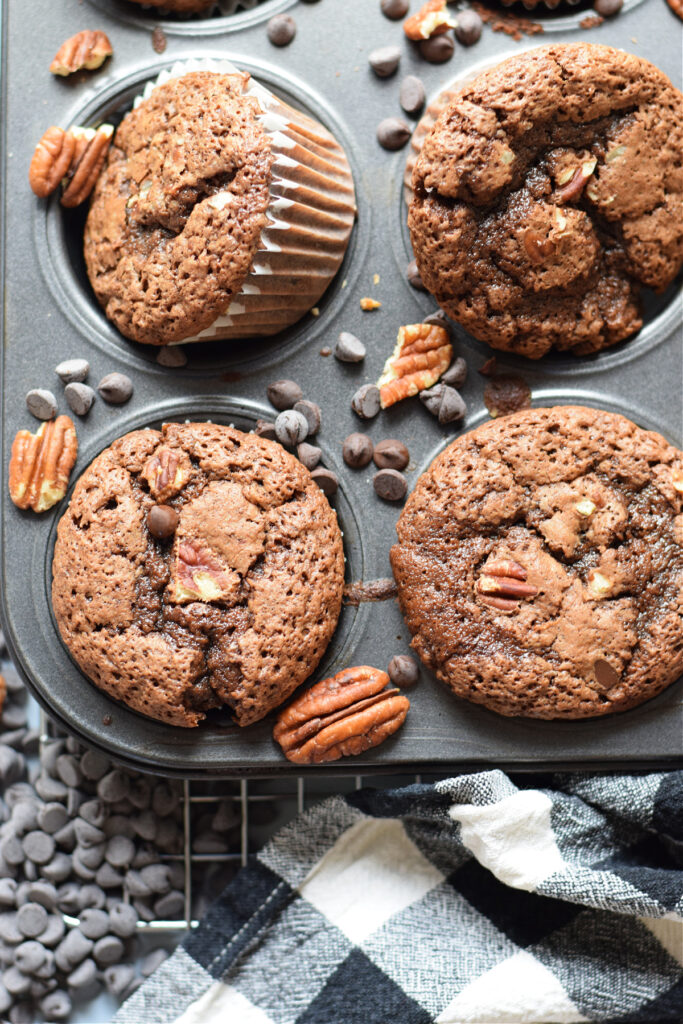 Double chocolate pecan muffins.