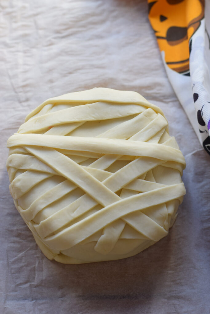 Pastry covered cheese.