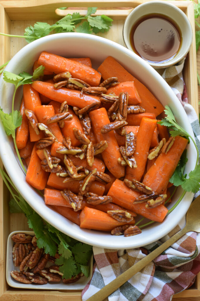 Roasted pecan carrots.