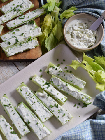 Cream cheese stuffed celery.