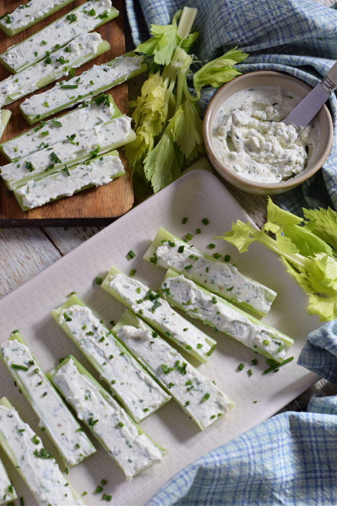 Cream cheese stuffed celery.