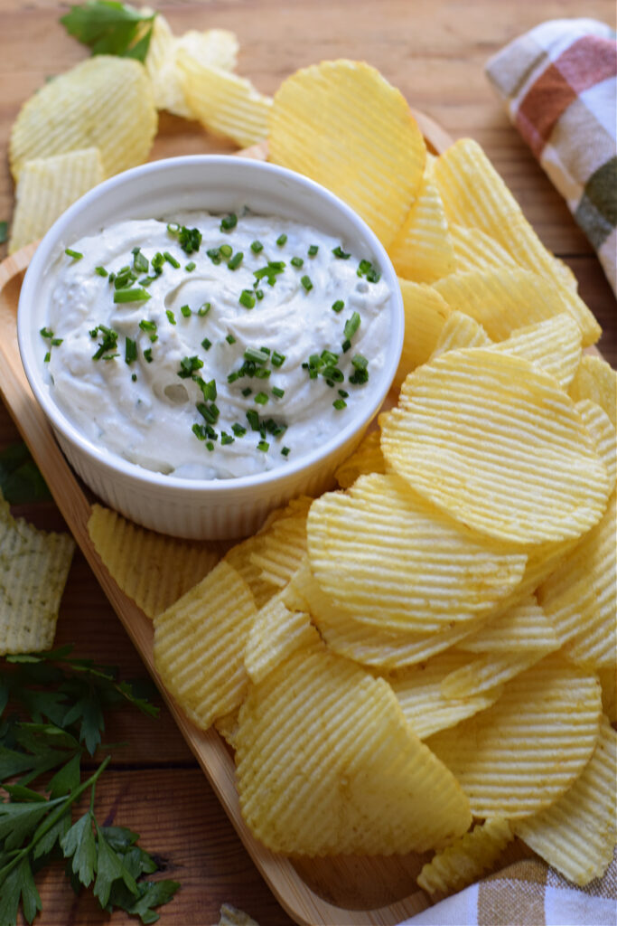 Sour cream dip with chives.