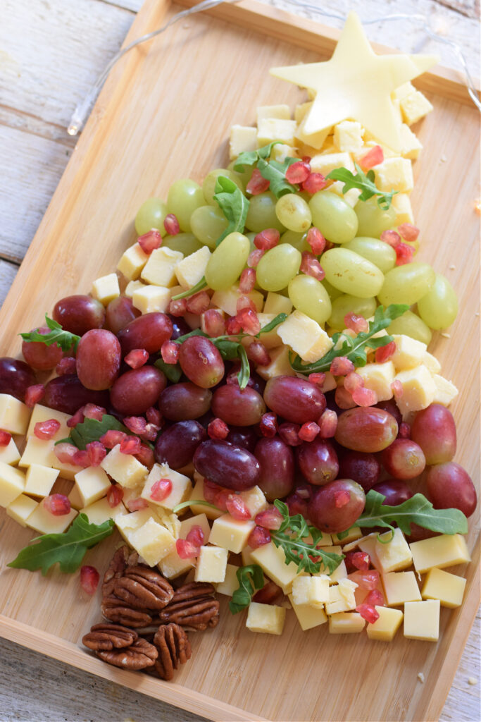 Christmas tree fruit and cheese platter.