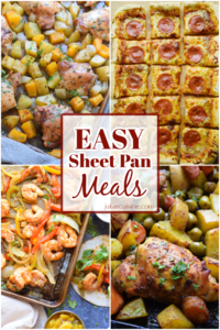 Photo collage of easy sheet pan meals.