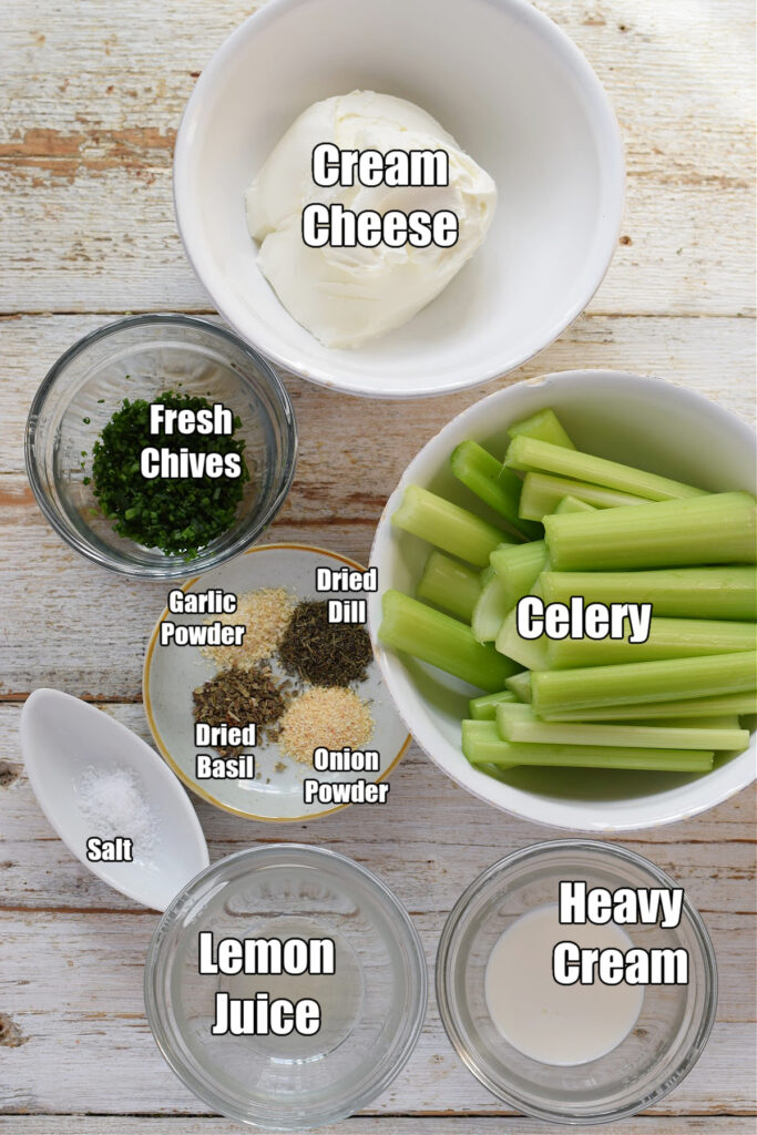 Ingredients to make stuffed celery.