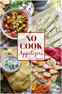 Image collage of no cook appetizers.