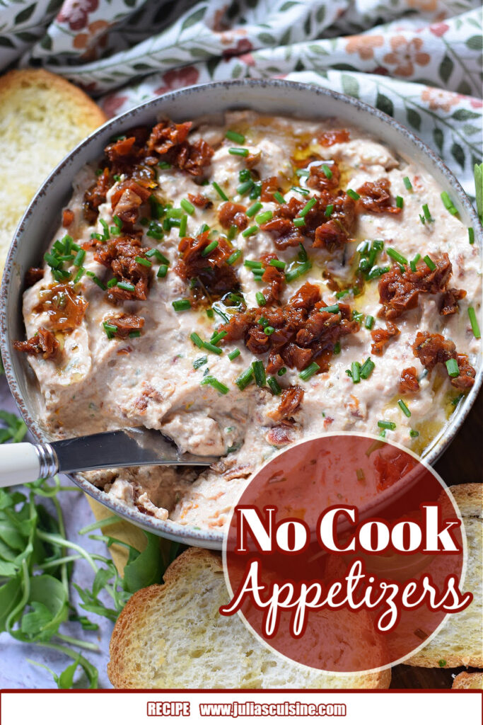 Sun dried tomato dip in a bowl image.