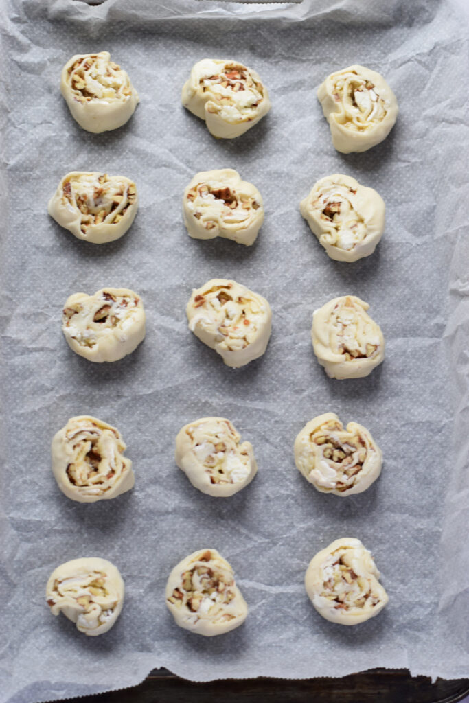 Ready to bake puff pastry pinwheels.