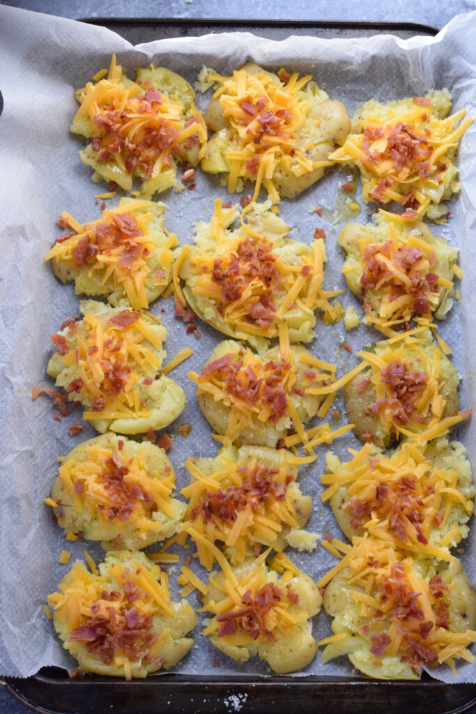 Ready to bake smashed potatoes.