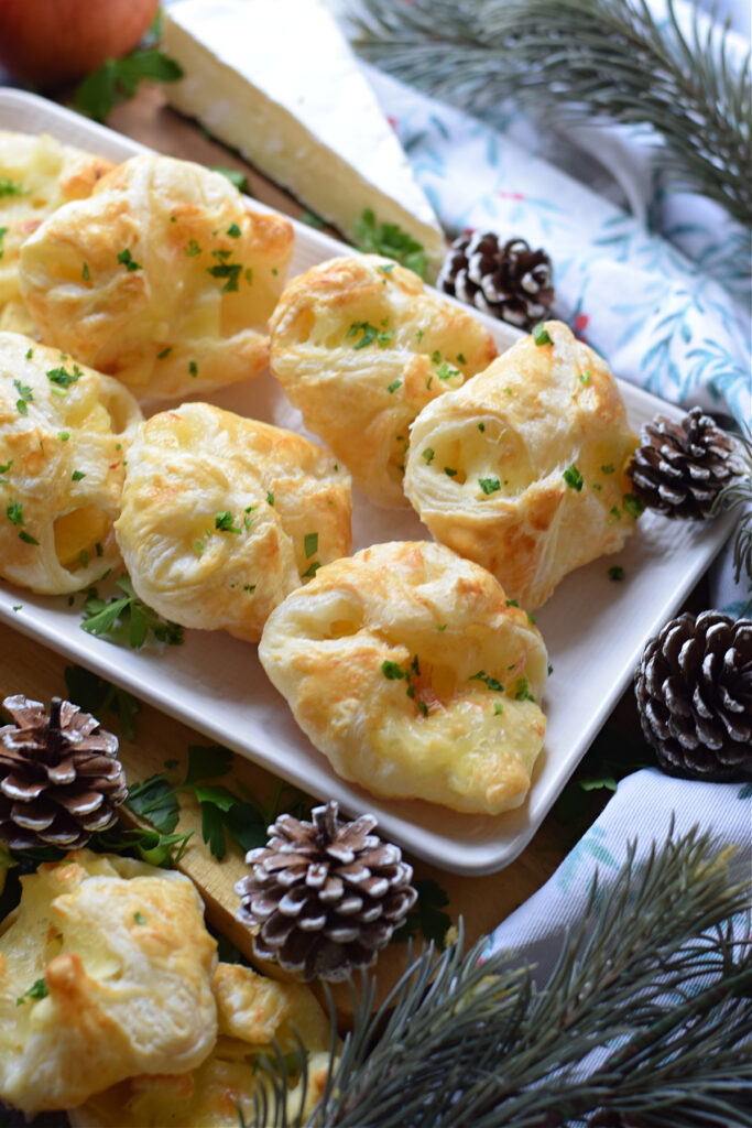 Apple and brie cheese pastry bites.