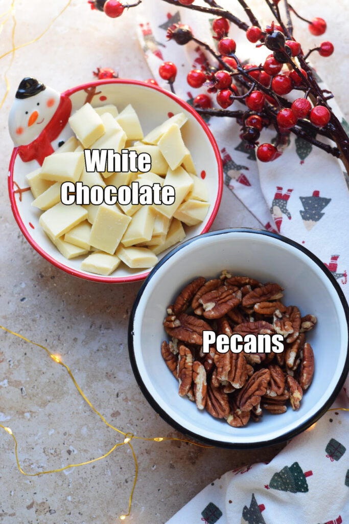 White chocolate pecan clusters.