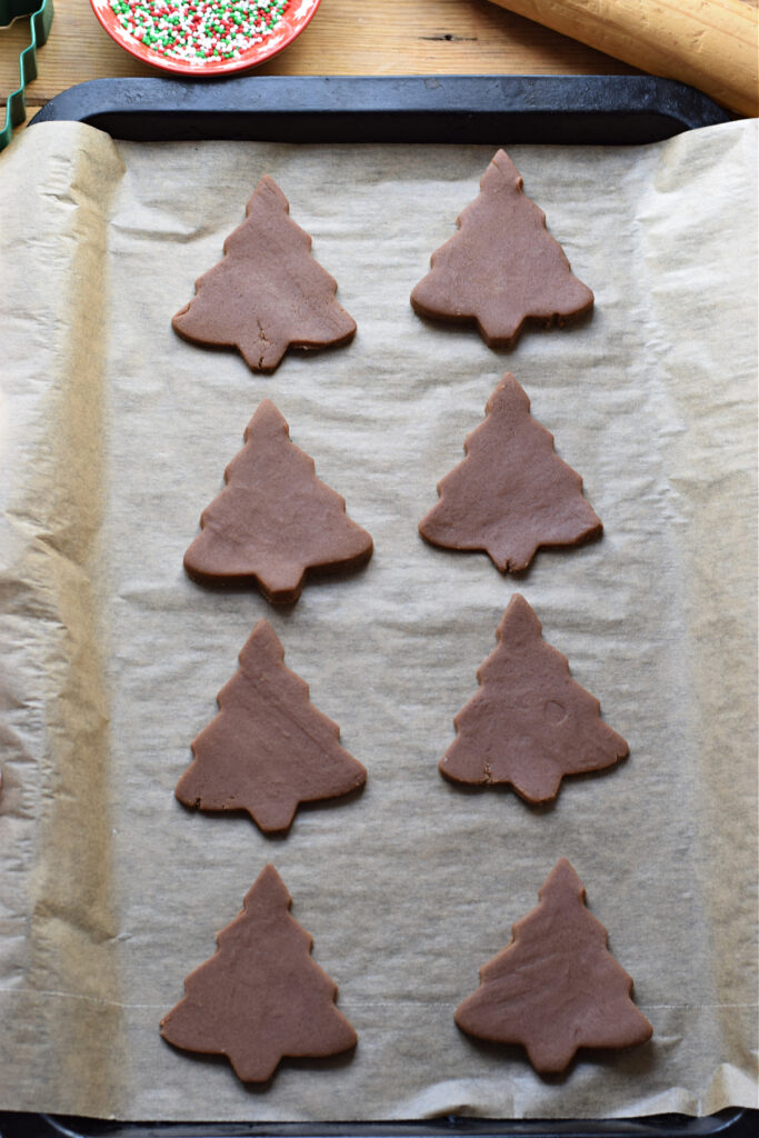 Ready to bake chocolate shortbread cookies.