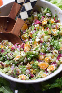 Close up of a chopped winter salad.