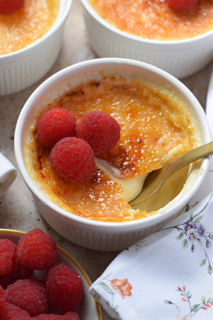 Close up of classic creme brulee.