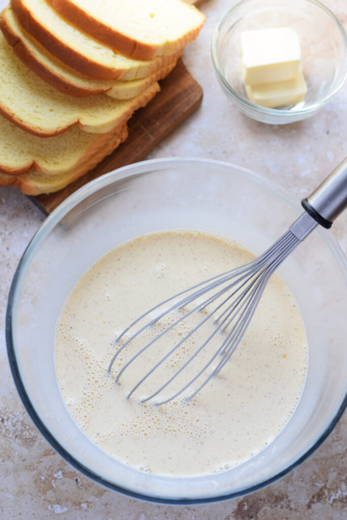 French toast batter in a bowl.