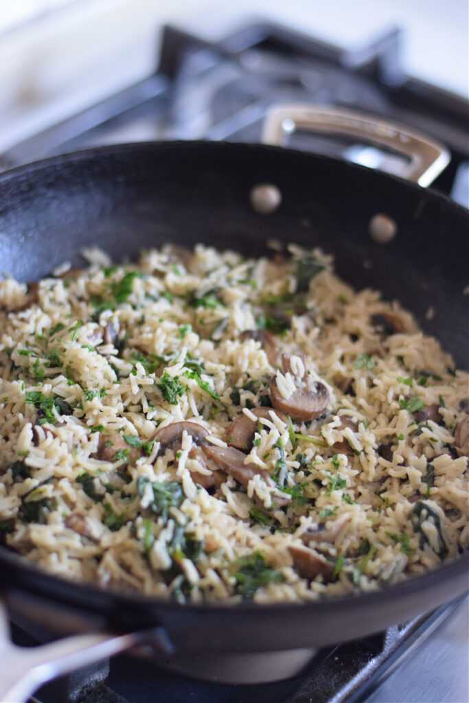 Spinach and mushroom rice.