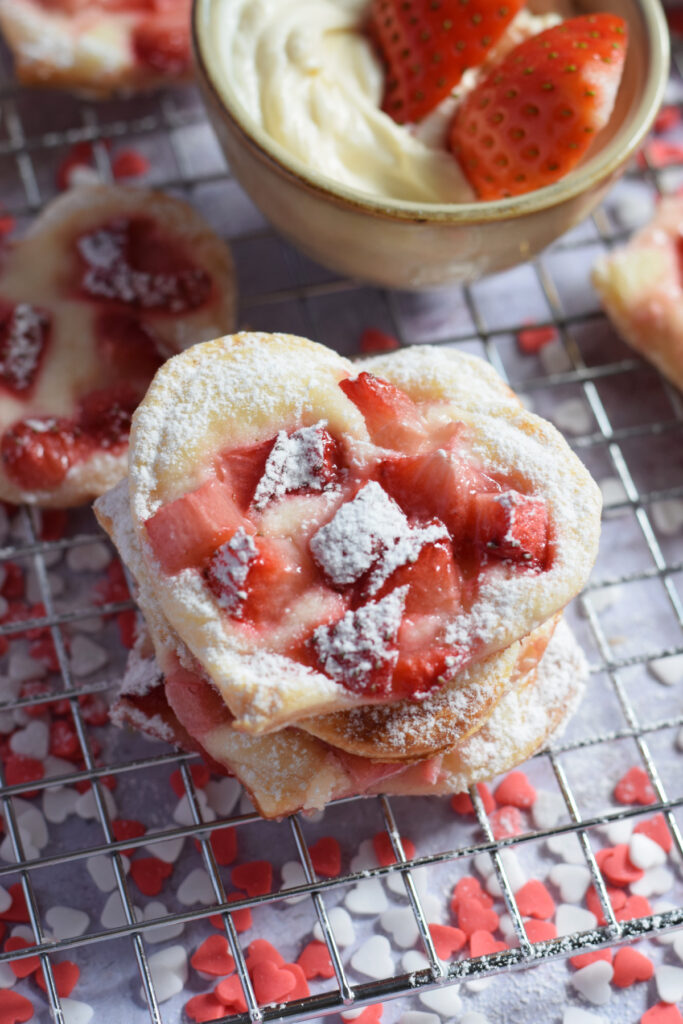 Close up of strawberry cream cheese pastries.