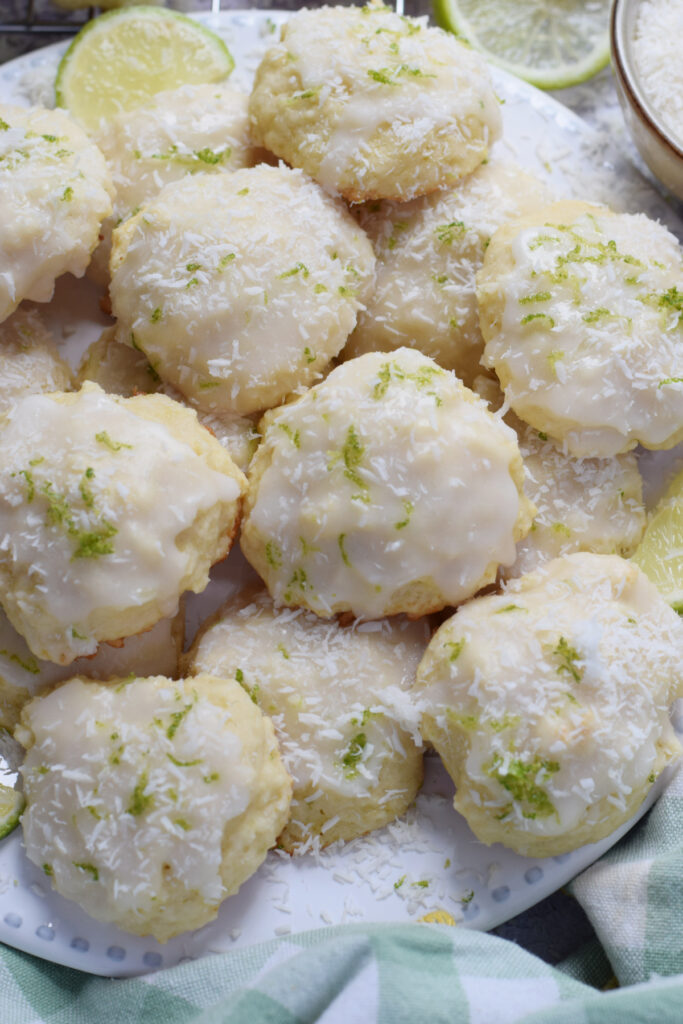 Close up of coconut lime cookies.