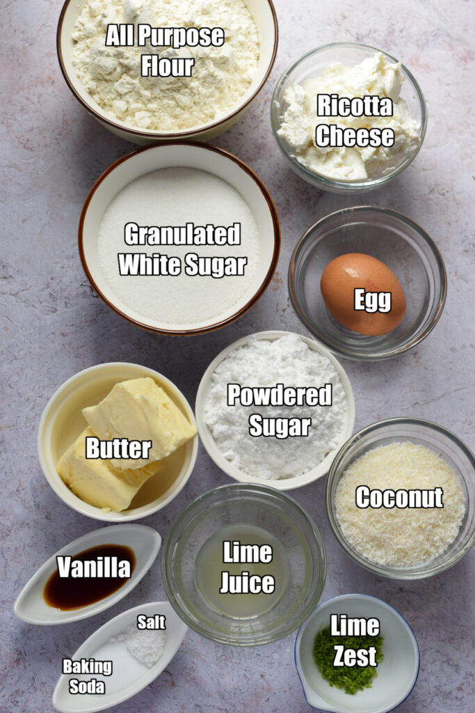 Ingredients to make coconut lime cookies.