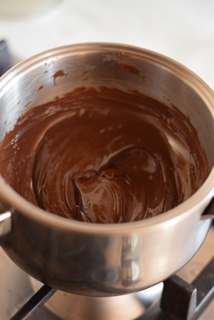 Melted chocolate in a double boiler.