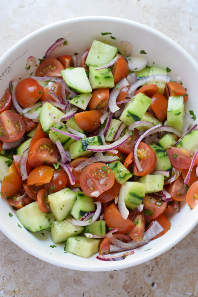 Cucumber and tomato salad.