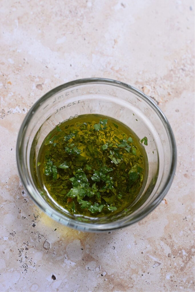 Vinaigrette in a small bowl.
