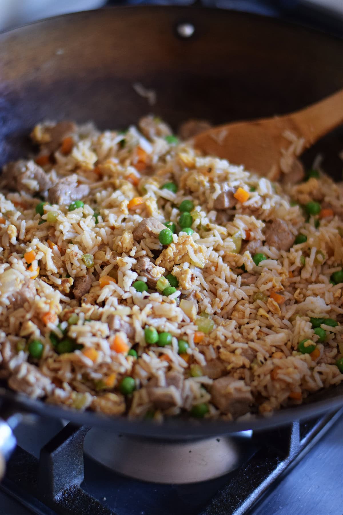 Pork Fried Rice in a Wok - Julia's Cuisine
