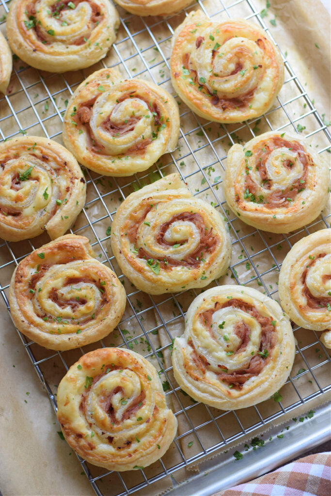 Ham and cheese pinwheels.