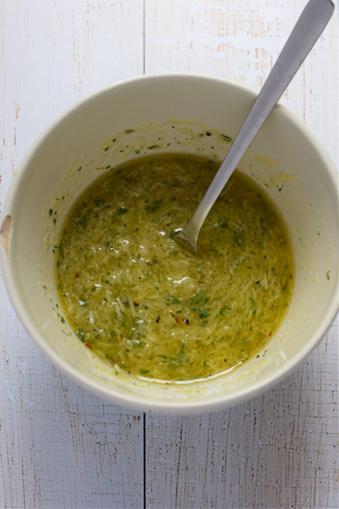 Honey garlic marinade in a bowl.